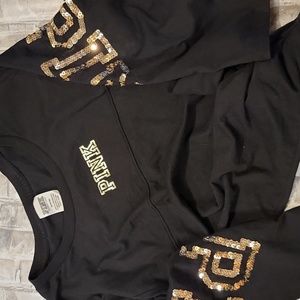 PINK Sequined Sleeves Tshirt Sz M